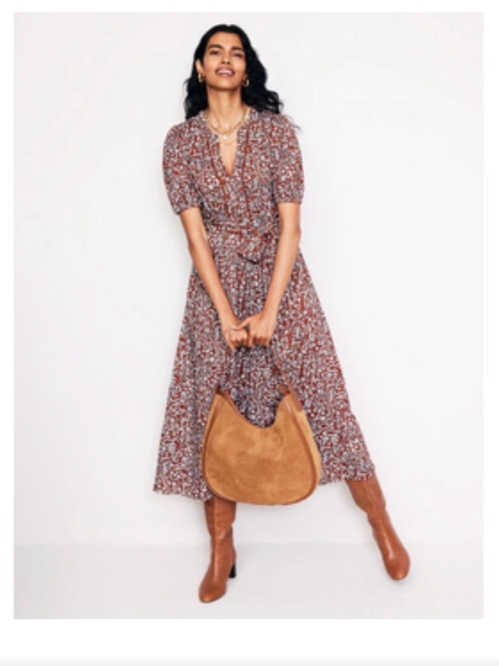 NWT Boden Women’s Floral Midi Dress, size 2P